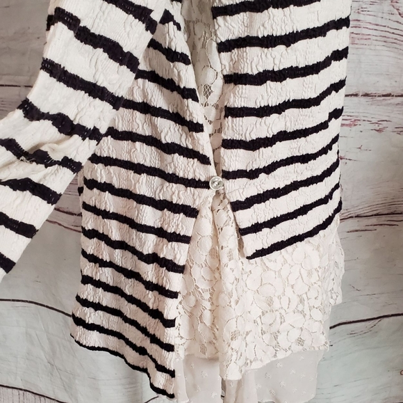 Anthropologie Striped Lace Long Cardigan Sz Small - Picture 6 of 10